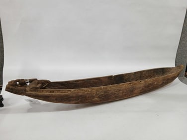 RARE EARLY HAND CARVED AFRICAN CANOE