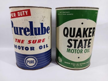 PURELUBE & QUAKER STATE 5QT MOTOR OIL CANS