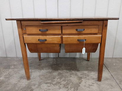 Super Nice Possum Belly Bakers Table: Two rounded bottom drawers with pull out cutting board and two storage drawers. Very sturdy and well built. 43.5x25x30