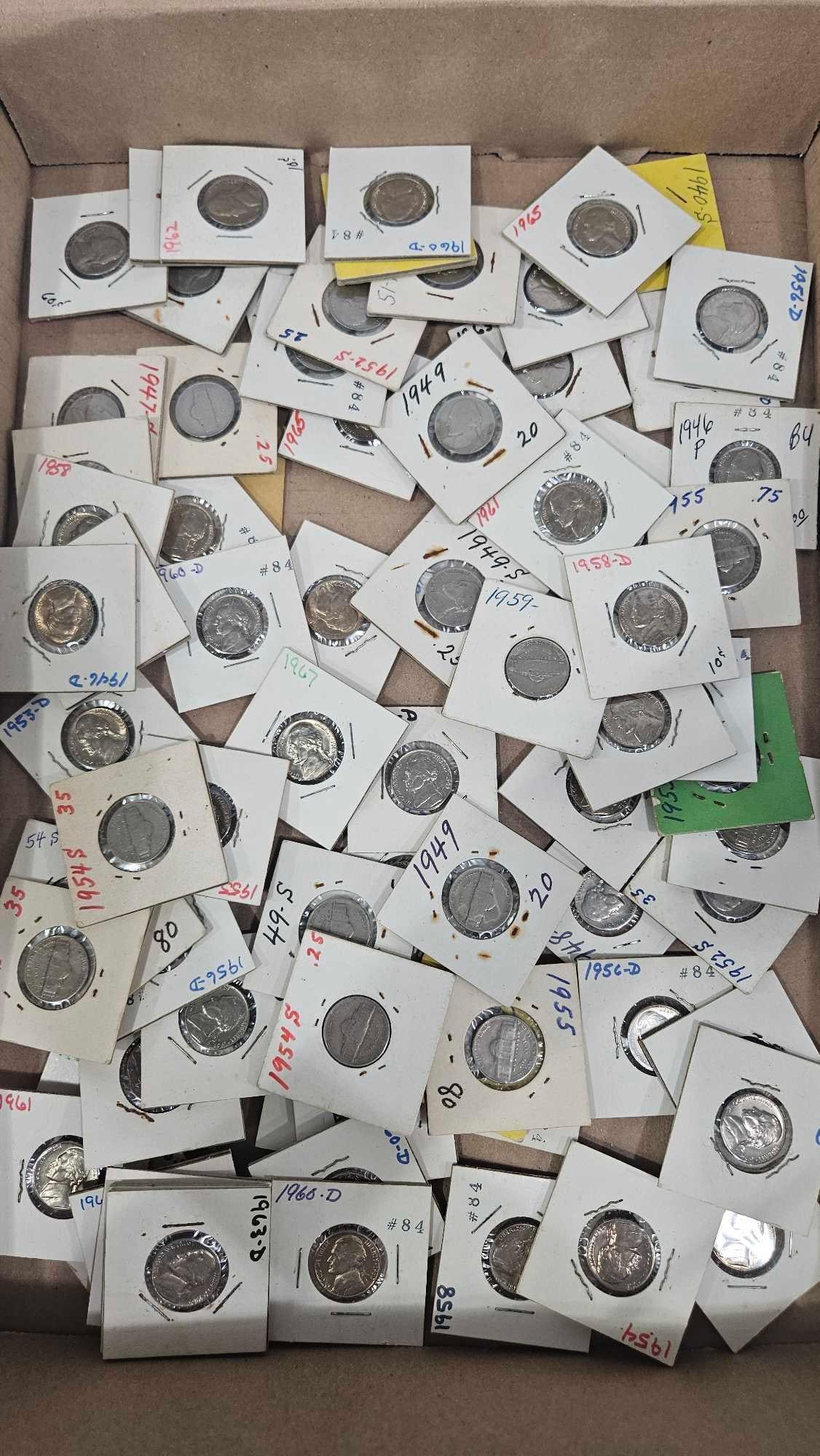 1940-1967 Jefferson Nickels: Many pre 1954 nickels. Approx 75. All are sleeved.