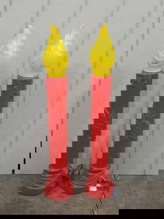 Empire Blow Mold Candles: Both are lighted 38 inches tall