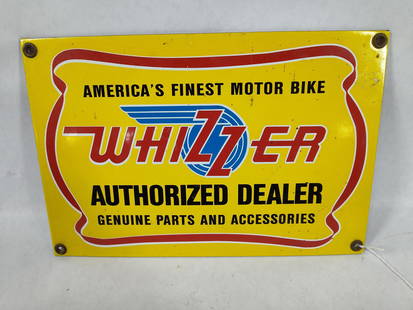 Whizzer Porcelain Bicycle Sign: This is a newer sign. 12x8
