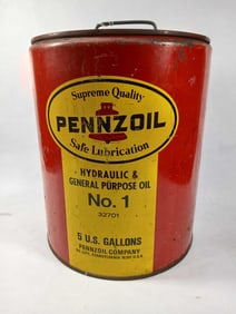 PENNZOIL 5 GAL HYDRAULIC AND GEN. PURPOSE OIL CAN
