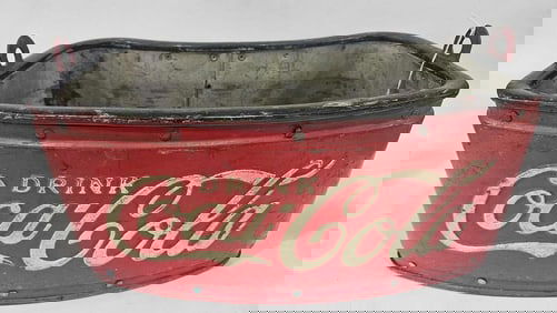 RARE! Vintage 1940s Coca Cola Stadium Vendor Bottle Carrier Cooler & Strap