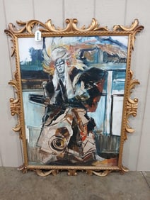 O/C DOUBLE SIDED FRAMED ABSTRACT ART