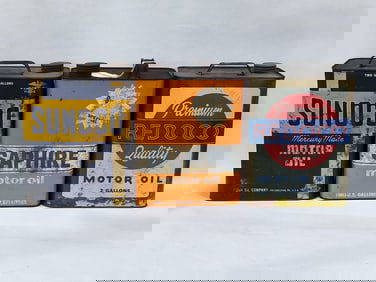 SAPHIRE, SUNOCO, REDOCO 2 GAL OIL CANS