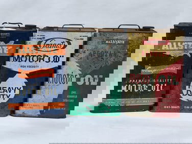 ALLSTATE, GRANTS 2.5 GAL MOTOR OIL CANS
