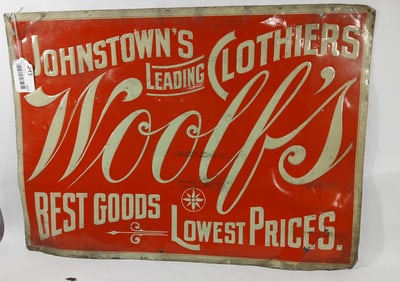 Woolfs Clothing SST Johnstown Ohio Sign