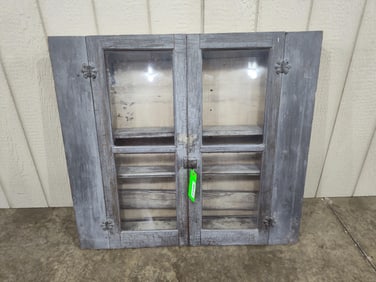 Primitive Wall Hanging Two Door Shelf