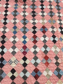 VINTAGE HAND STITCHED FOUR SQUARE PATCH QUILT