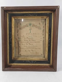 1884 Marriage License in Walnut Frame