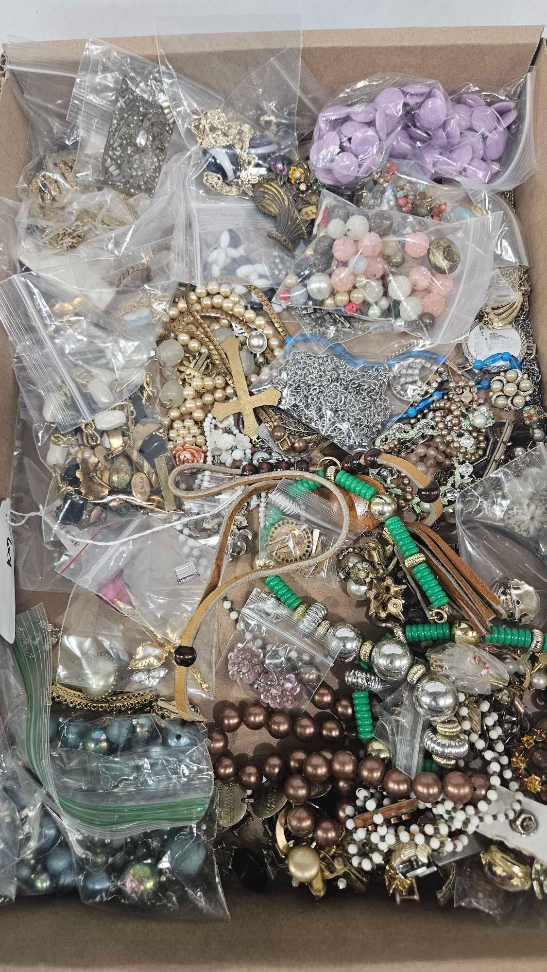 Vintage Necklaces and Jewelry: Earrings, Brooches, charm bracelets, and lots of jewelry prices. This lot has not been thoroughly checked out and may contain gold or silver items.