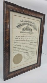 Ohio Notary Public 1942 Framed Document