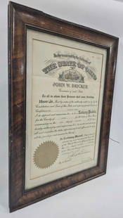 Ohio Notary Public 1942 Framed Document: Signed by Governor John Sweeney. 18x13