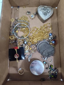 Mesh Coin Purse, Pocket Watch Winders, Fireman Pins, Chains, and Jewelry