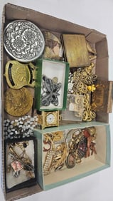 Marshal Badge, Early Compacts, Rhinestones, and Misc Jewelry