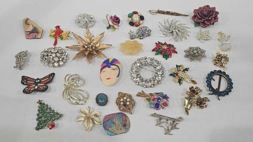 Rhinestone & Enamel Brooches