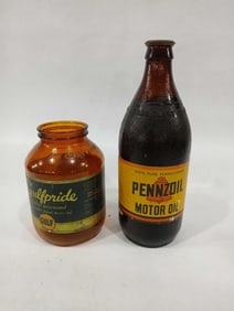 Pennzoil & Gulf Glass Oil Bottles