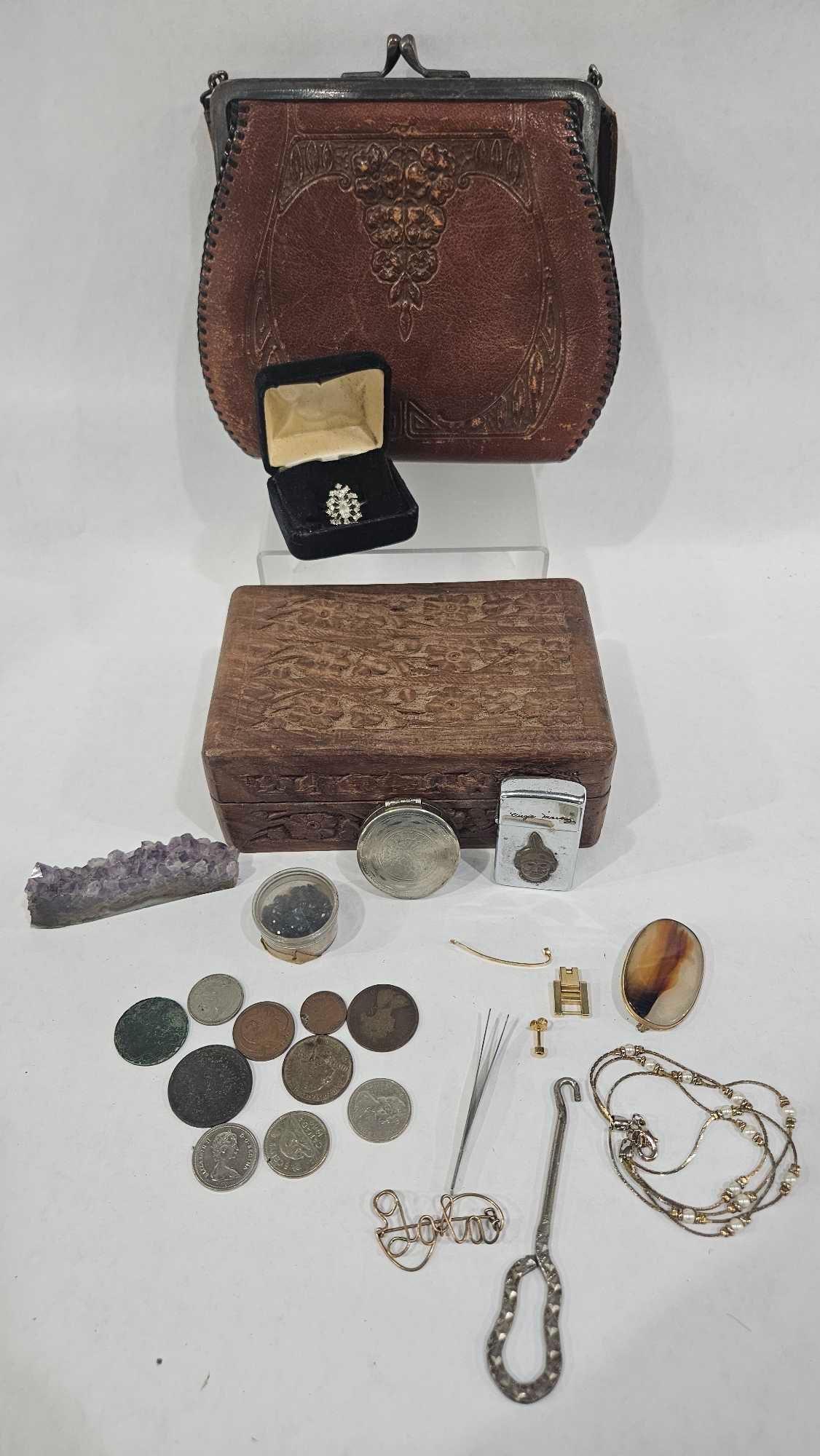 Gold Plated Ring, Native American Inspired Zippo, Garnets, Coins, an American Arts Leather Bag (1 of 20)