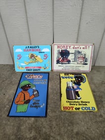 Tin Black Americana Advertising Signs