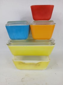 6 pyrex primary colors refrigerator dishes