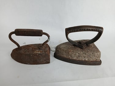 Hood?s patent soap stone and I.X.L 7 sad irons