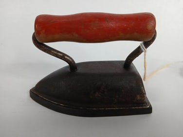 Lady Dover miniature sad iron w/wooden handle
