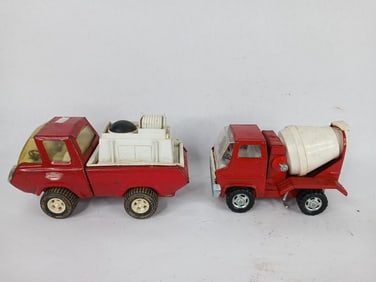 Marx cement truck and Tonka fire pumper truck