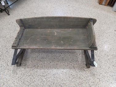 Primitive wooden springed wagon seat