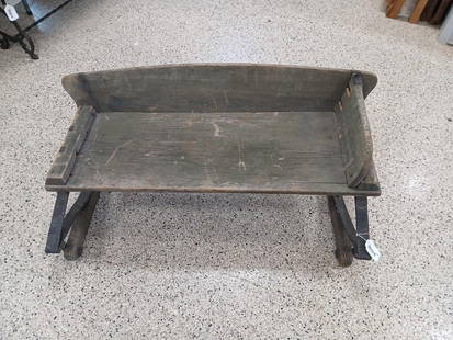 Primitive wooden springed wagon seat: 40 in wide 1 side board is missing
