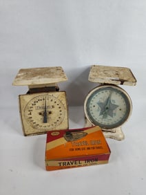 Hanson & baby star scales and nos Apex elec. Travel iron