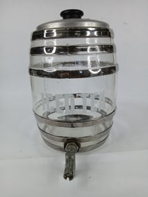 Glass barrel ice tea dispenser jar