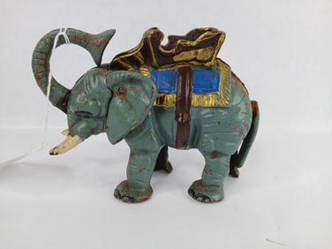 Cast iron mechanical Elephant coin bank