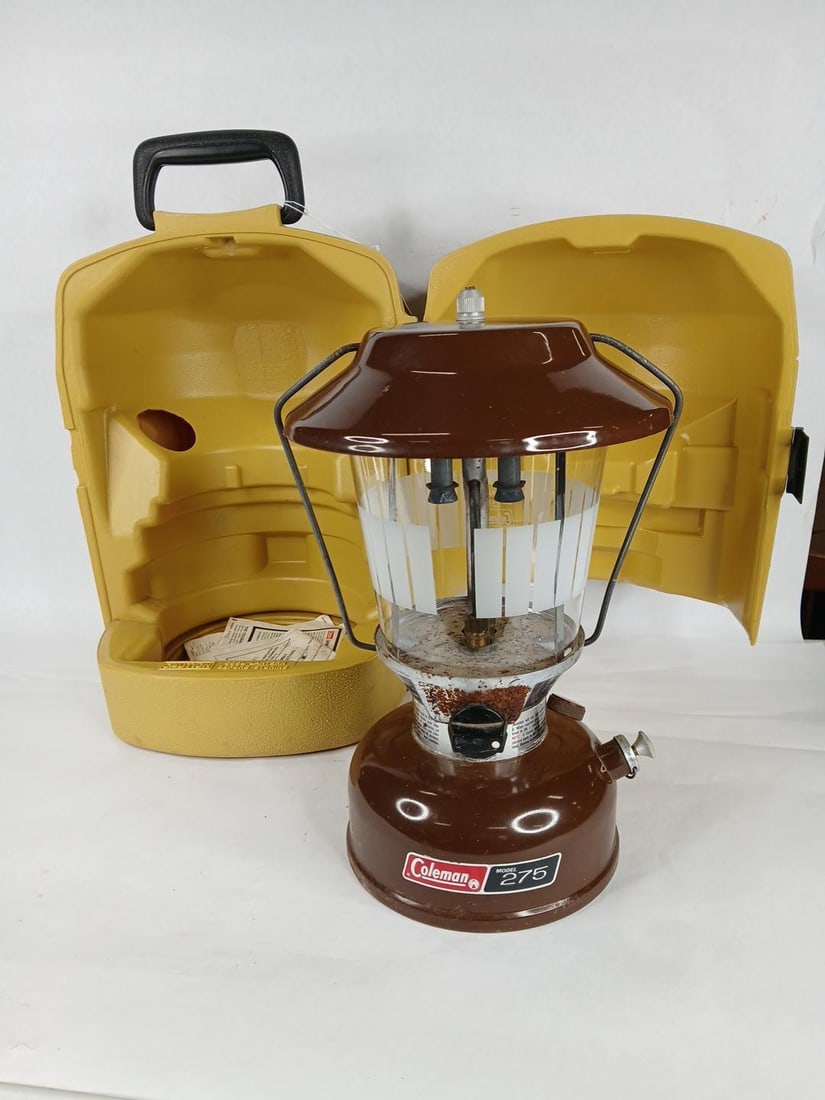 1978 coleman model 275 dual mantle brown lantern w/ carry case (1 of 9)