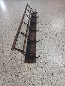 Early oak hanging coat rack