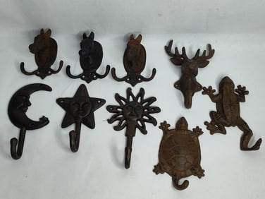 9 Cast iron coat hooks