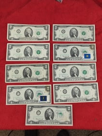 9 2 dollar bills