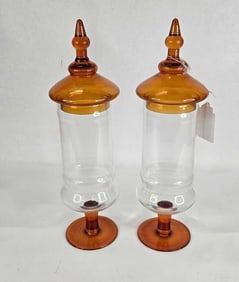 MCM empoli style amber and clear Apothecary jars