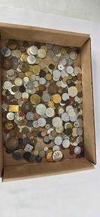 Foreign coins and tokens: includes come early coins also possible some silver coins