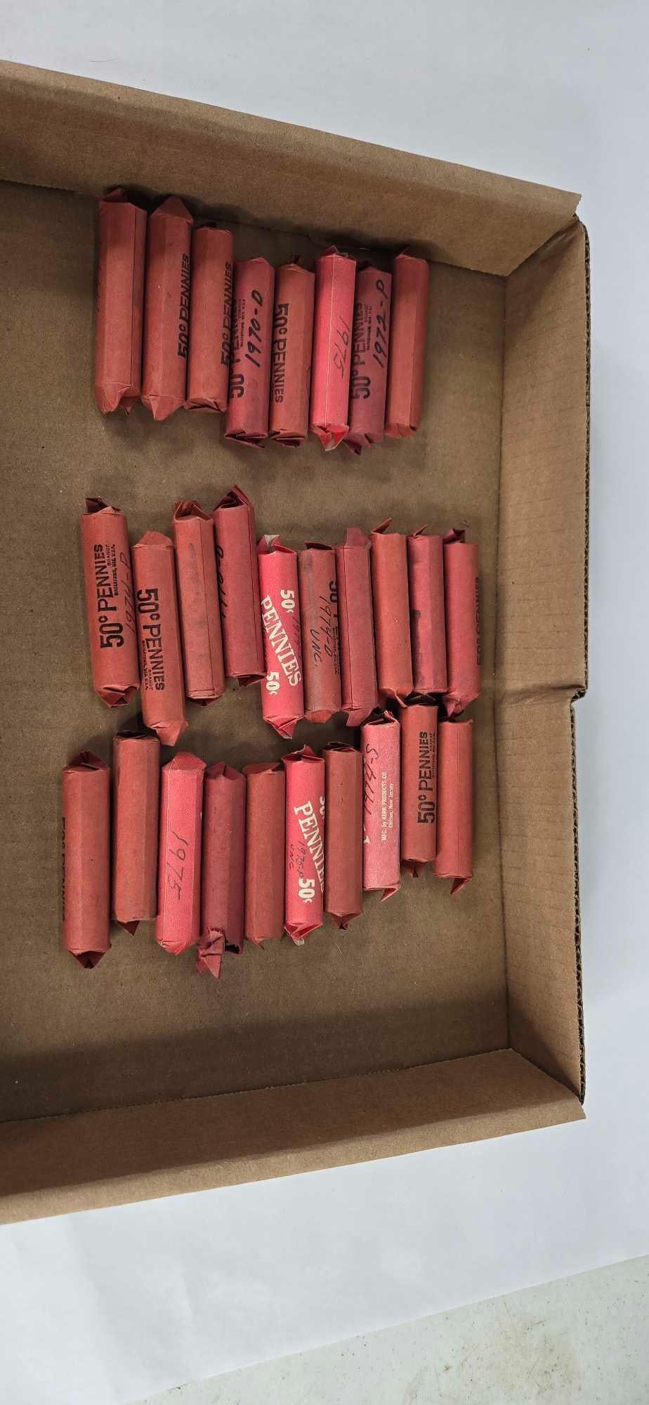 28 rolls of 1970th pennies (1 of 20)