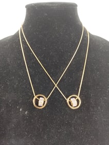 2 gold tone heart necklaces