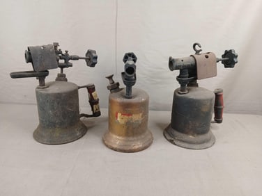 3 Antique brass blow torches