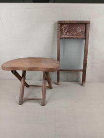 Victory glass washboard and vintage nevco fold'n carry stool
