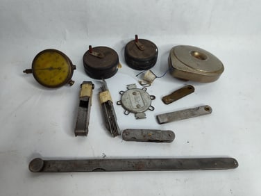 Federal dial indicator ,starrett feeler gauges,other feeler gauges and vintage caulk line