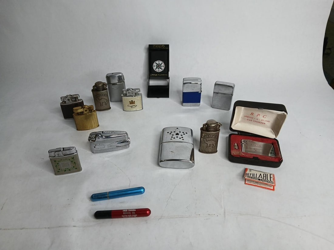 16 vintage cigarette lighter: Includes 1 zippo 1998 marlboro compass lighter new in box
