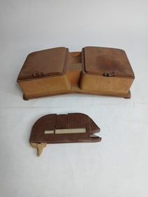 Mid century table top cigarette box and cigarette maker