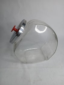 Large glass general store tilted candy cookie jar