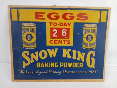 1920th Snow king baking soda window hanging advertising sign cardboard sign with interchangeable egg