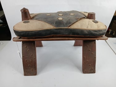 Early camel saddle with leather cushion