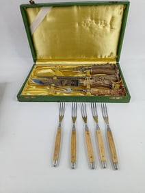 Solingen Rostfrei stag horn cutlery set and vintage forks